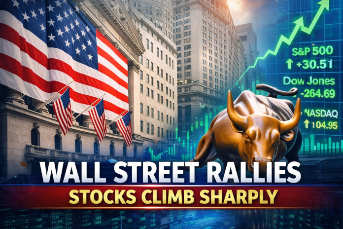 Wall Street Stocks Climb Sharply