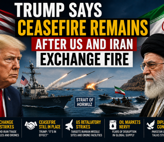 Trump says ceasefire remains after US and Iran exchange fire Trump says ceasefire remains
