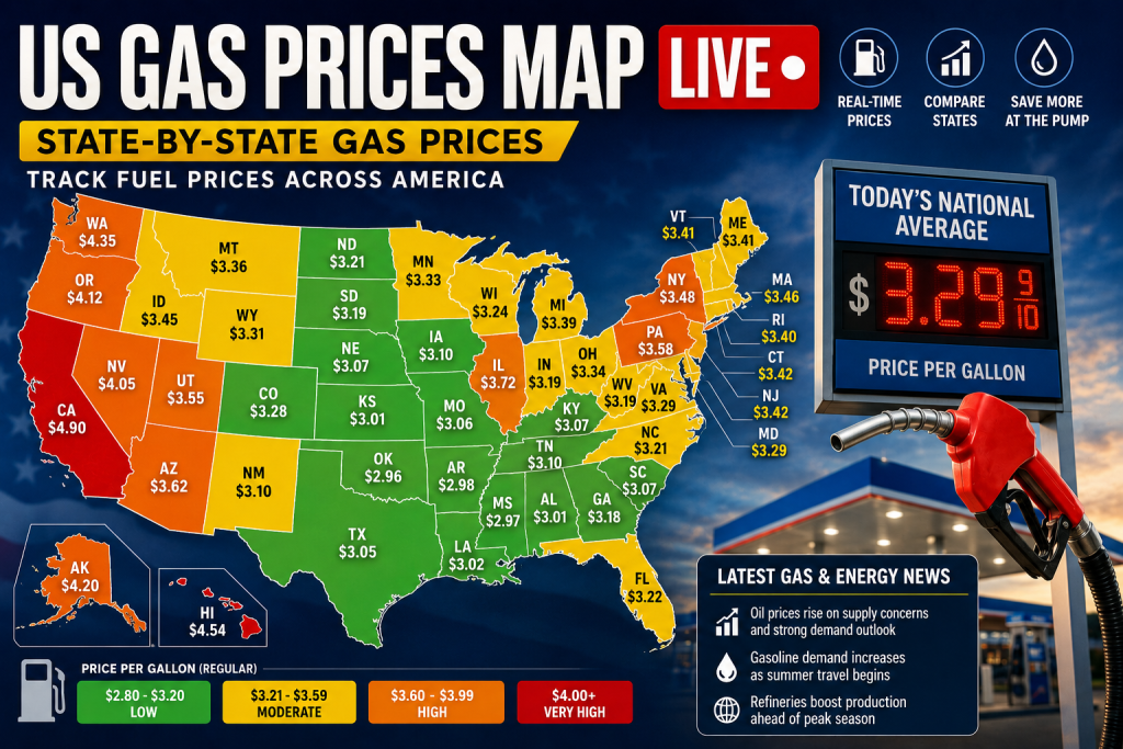 US Gas Prices Map LIVE: State-by-State Fuel Prices