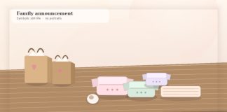 Lena Dunham Baby Surrogacy: Girls Creator Welcomes First Daughter Soft still life of folded pastel baby clothes and kraft shopping bags on a warm table for a family announcement