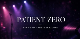 Taylor Swift Patient Zero: New Single Due Friday After Kelce Wedding Dark concert stage lights with mic silhouette and vinyl edge; text Patient Zero new single Friday US Eastern