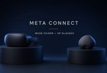 Meta Muse Charm and VR Glasses: $1,299 Headset, Holiday AI Gadget Meta Connect stage-style product pedestals showing VR glasses and Muse Charm silhouettes