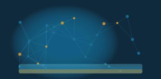 Unemployment Rate vs Labor Force Participation: What’s the Difference? Abstract navy network of teal and gold nodes connected by cyan lines above soft ratio bands, suggesting labor-market linkages without showing people or real data labels