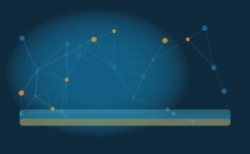 Unemployment Rate vs Labor Force Participation: What’s the Difference? Abstract navy network of teal and gold nodes connected by cyan lines above soft ratio bands, suggesting labor-market linkages without showing people or real data labels