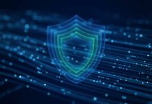 Google Gemini 4 Argon Launches First to Cyber Defenders Ahead of Wider Release A glowing layered blue and teal shield floating over streams of light particles on a dark blue background