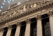 Stocks Face Oil and Bond Yield Test This Week as Fed Minutes Loom Broad Street facade of the New York Stock Exchange with its columns and carved pediment in Lower Manhattan