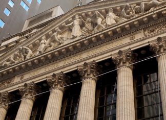 Stocks Face Oil and Bond Yield Test This Week as Fed Minutes Loom Broad Street facade of the New York Stock Exchange with its columns and carved pediment in Lower Manhattan