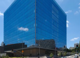 FBI Arrests Irvine Woman Accused of Surveilling Taiwan President’s Son Glass-walled First Street U.S. Courthouse in downtown Los Angeles at First Street and Broadway