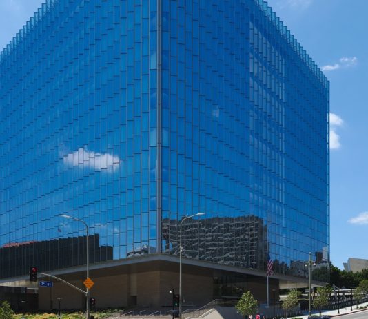FBI Arrests Irvine Woman Accused of Surveilling Taiwan President’s Son Glass-walled First Street U.S. Courthouse in downtown Los Angeles at First Street and Broadway