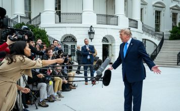 White House Says Trump Won’t Repay Taxpayers for Ads That Already Aired President Donald Trump gestures while speaking to reporters and camera crews on the White House South Lawn