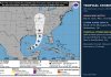 Tropical Storm Isaias Prompts Hurricane Watch for Northern Gulf Coast NHC forecast cone map showing Tropical Storm Isaias tracking toward the northern Gulf Coast with hurricane watches posted