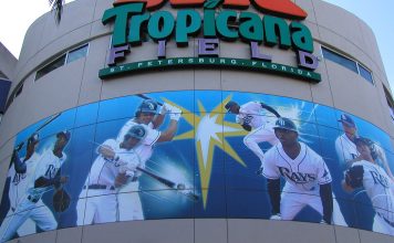 Guardians Face Rested Rays in ALCS Game 1 at Tropicana Field Main rotunda entrance to Tropicana Field, home of the Tampa Bay Rays, in St. Petersburg, Florida