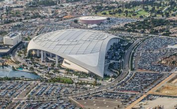 Bills Beat Rams 37-34 in OT After Rousseau Block Sets Up Bass Winner Aerial view of SoFi Stadium in Inglewood, California, home of the Los Angeles Rams, on a 2022 game day