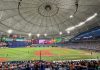 Rays Beat Guardians 3-1 in ALCS Game 2 Behind Peralta to Even Series Fans watch a Tampa Bay Rays game under the domed roof of Tropicana Field in St. Petersburg, Florida