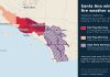 Santa Ana Winds Prompt Red Flag Warnings, Power Shutoffs Across California Map of Southern California showing National Weather Service Red Flag and High Wind Warning areas on Oct. 15, 2026