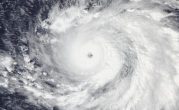 Super Typhoon Champi Nears Category 5 After Narrow Miss of Guam Satellite view of Super Typhoon Champi's clear eye and spiral cloud bands over the Philippine Sea